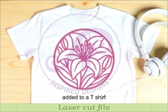 Lily Flower Wall Art SVG | Round Floral Laser Cut File Product Image 3
