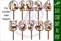 Woodland Fox number cake toppers SVG cut files Product Image 3