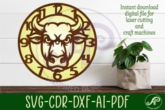 Bull head wall clock laser cut files Product Image 3