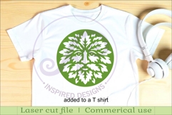 Green Man Circle Wall Art SVG, Greenman Face Laser Cut File Product Image 3