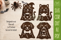 Cute Pet Ghost SVG designs. Halloween Dog &amp; Cat Ghost Laser Product Image 3