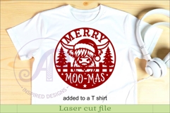 Highland Cow Merry Moo-Mas Sign SVG Laser Cut File Product Image 3