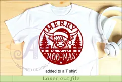 Highland Cow Merry Moo-Mas Sign SVG Laser Cut File Product Image 3