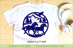 Running horses mountain scene wall sign svg laser cut Product Image 3