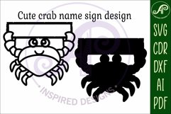 Cute crab holding name sign svg laser cut file Product Image 3