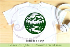 Mountain River Forest Circle SVG Laser Cut File Cabin sign Product Image 3