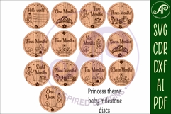 Princess themed Baby monthly milestone discs SVG Product Image 5
