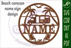 Beach Caravan/ campervan name sign svg laser cut template Product Image 3