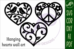 Hanging hearts wall sign, laser cut design 2 Product Image 3