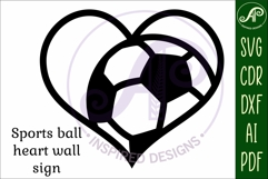 Soccer ball heart laser cut wall sign Product Image 3