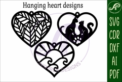 Hanging hearts wall sign, laser cut design 5 Product Image 3