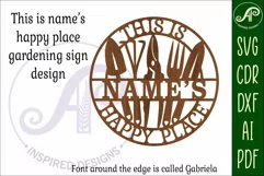 This is names gardening happy place sign svg laser cut Product Image 3