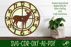 Whitetail Buck Deer hunting clock wall clock laser cut files Product Image 3