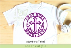 Pray More Worry Less Christian Cross Wall Sign Faith Decor Product Image 3