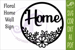 Round Floral Home Sign SVG, Laser Cut Door Sign Product Image 3