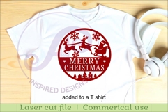 Merry Christmas Santa sleigh wall sign svg laser cut file Product Image 4