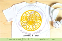 Hello Sunshine Sunflower SVG Round Sign Laser Cut File Product Image 3
