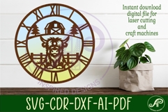 Cute Highland Cow clock wall clock laser cut file Product Image 3