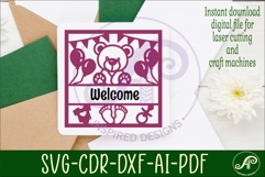 Baby name sign Teddy bear laser cut design or card Product Image 3