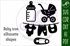 Baby icons silhouette laser cut outs SVG file 4 Product Image 3