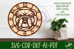 English bulldog dog wall clock laser cut files, SVG Product Image 3