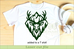 Mountain Deer Wall Art SVG, Rustic Buck Laser Cut File, Wood Product Image 3