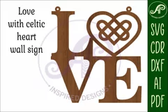Love word with celtic heart wall art sign, SVG file. vector Product Image 3