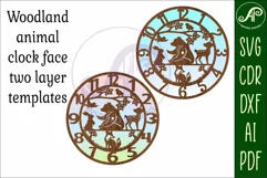 Woodland animal wall clock laser cut files, SVG file. vector Product Image 3