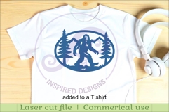 Bigfoot mountain scene Oval wall sign laser cut file Product Image 3
