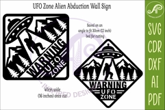 UFO Warning Sign SVG Bigfoot Abduction Wall Art Laser Cut Fi Product Image 3