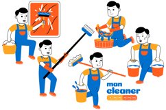 Man House Cleaner Vector Pack #03 Product Image 1