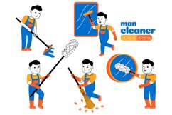 Man House Cleaner Vector Pack #05 Product Image 1
