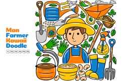 Man Farmer Kawaii Doodle Vector r Illustration Product Image 1