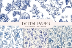 Chinoiserie Floral Pattern Background Vintage Digital Paper Product Image 1