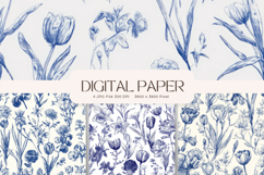 Chinoiserie Floral Pattern Background Vintage Digital Paper Product Image 1