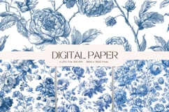 Chinoiserie Floral Pattern Background Vintage Digital Paper Product Image 1