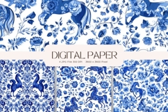 Chinoiserie Floral Pattern Background Vintage Digital Paper Product Image 1