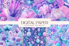 Seashell Background Coral World Sea Pattern Digital Paper Product Image 1