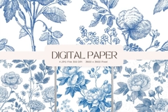 Chinoiserie Floral Pattern Background Vintage Digital Paper Product Image 1
