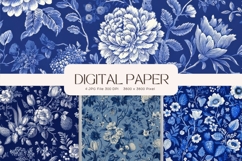 Chinoiserie Floral Pattern Background Vintage Digital Paper Product Image 1