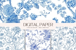 Chinoiserie Floral Pattern Background Vintage Digital Paper Product Image 1