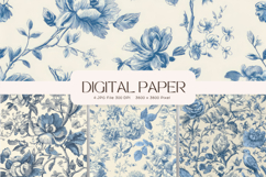 Chinoiserie Floral Pattern Background Vintage Digital Paper Product Image 1