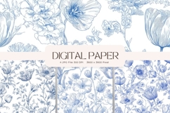Chinoiserie Floral Pattern Background Vintage Digital Paper Product Image 1
