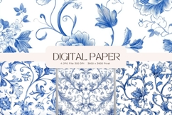 Chinoiserie Floral Pattern Background Vintage Digital Paper Product Image 1