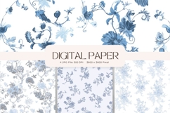 Chinoiserie Floral Pattern Background Vintage Digital Paper Product Image 1