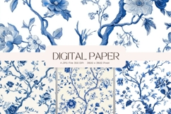 Chinoiserie Floral Pattern Background Vintage Digital Paper Product Image 1