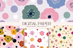 Flower Pattern Background Wallpaper Digital Paper_39 Product Image 1
