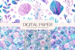 Seashell Background Coral World Sea Pattern Digital Paper Product Image 1