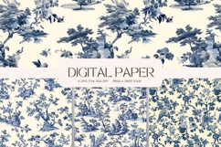 Chinoiserie Floral Pattern Background Vintage Digital Paper Product Image 1