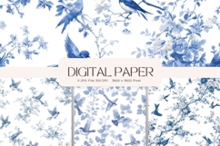Chinoiserie Floral Pattern Background Vintage Digital Paper Product Image 1